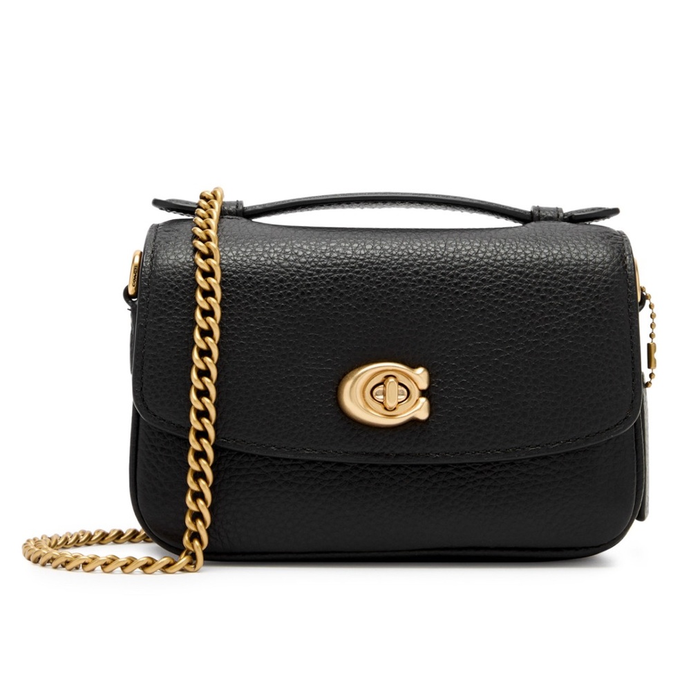 Coach Cassie Crossbody Bag 17 with 2 Straps in Brass/Black Pebble Leather NWT - Picture 16 of 16